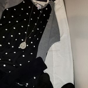 LulaRoe XL Women's Randy top. Black with white dots.